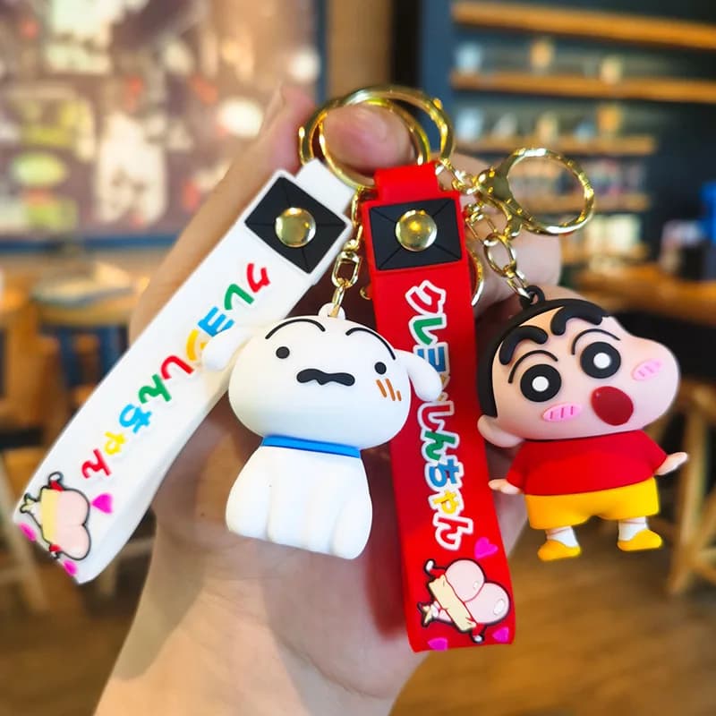 Nuovo portachiavi a forma di Shin-chan in cera, simpatico ciondolo a forma di bambola, accessorio per borsa, portachiavi per auto, ideale per coppie.
