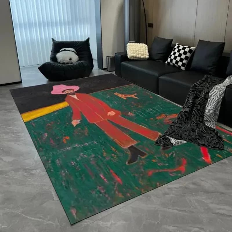 Creative Art Decorate Living Room Carpet Cloakroom Machine Washable Soft Mat Bedroom Bedside Foldable Plush Rug