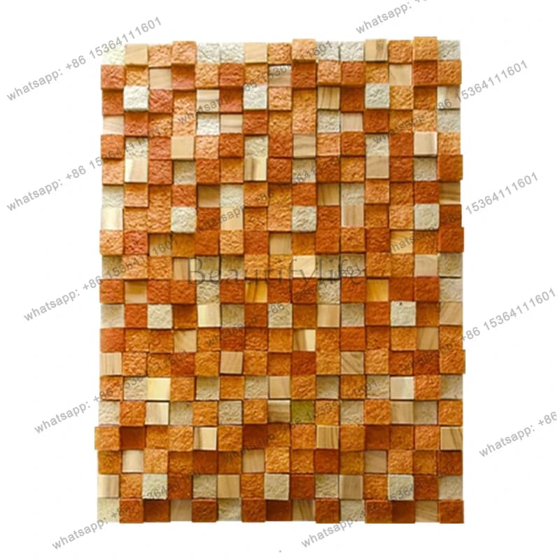 Pittura decorativa moderna e creativa in rilievo dell'ingresso Pittura di sfondo tridimensionale in blocco di legno 3D