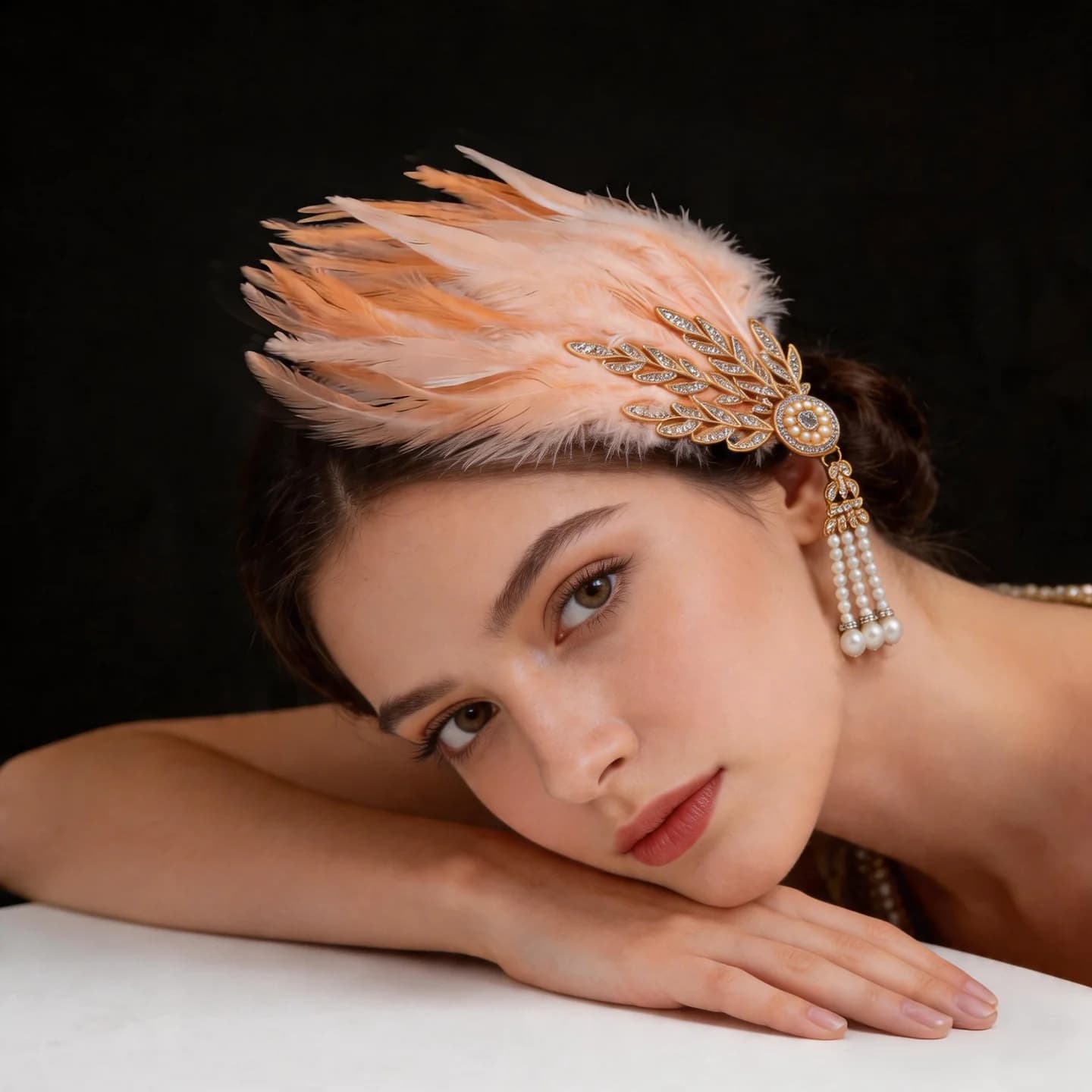 Fermaglio per capelli con nappa di piume per spettacoli teatrali, danza, feste, matrimoni e accessori per abiti da cerimonia