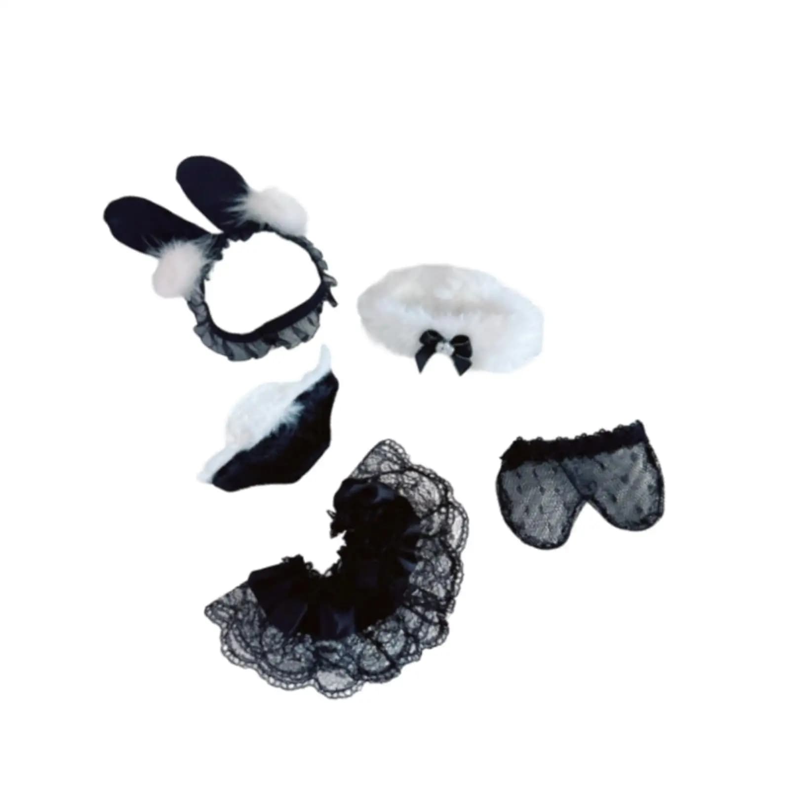 Set di 5 Pezzi: Gonna e Fascia per Capelli da Coniglietta per Bambole, Vestiti in Miniatura per Bambole da 6 Pollici, Regali di Compleanno e Capodanno