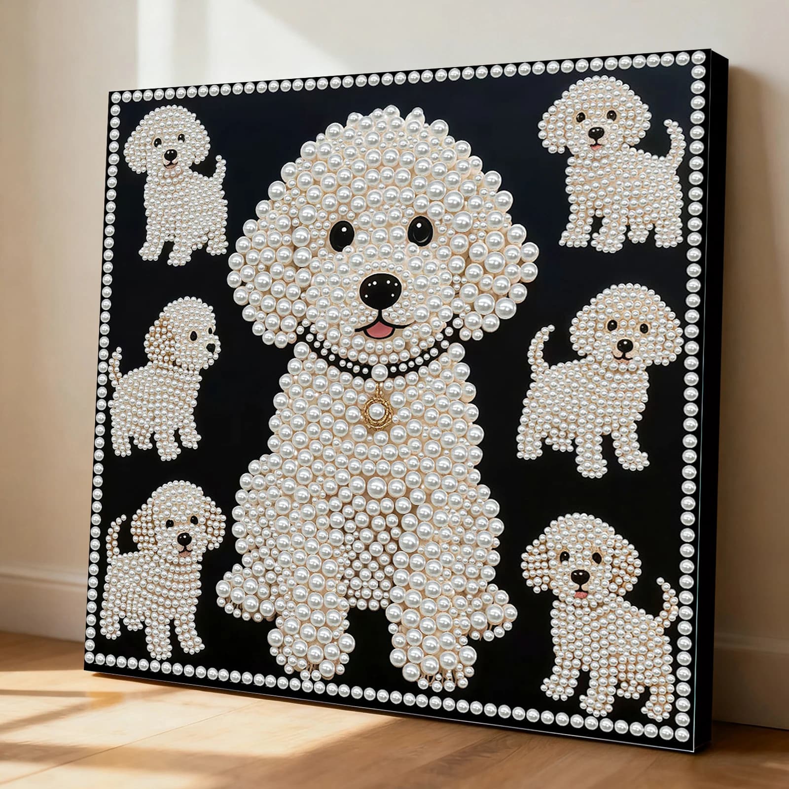 Kit Painting Animals Doing For Adults Beginners Decorating Walls House Squares with Pearls and Gems 30x30cm with Frame