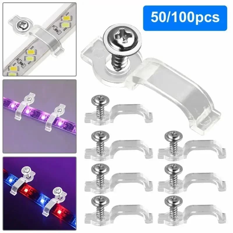 For 3528 5050 5630 3014 LED Waterproof Strip Light Within Accessories 50/100Pcs Set Mounting Brackets Clips Fixing Clamp