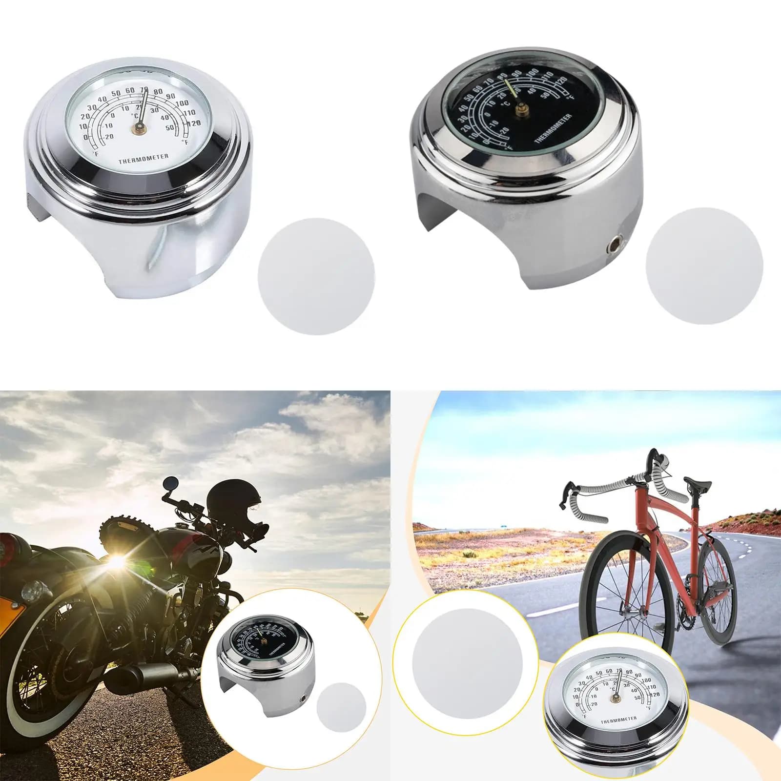 Termometro per manubrio da ciclismo Display digitale Robusto indicatore di temperatura in alluminio per manubri per bici e moto