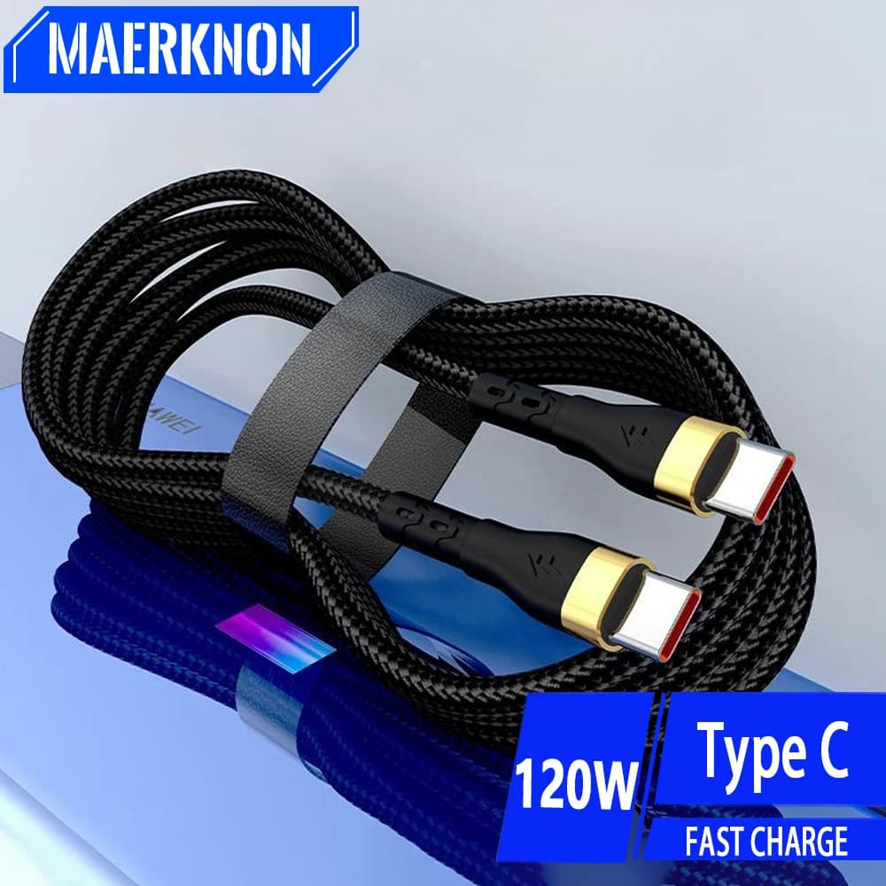 Cavo USB da tipo C a tipo C Cavo dati per caricabatterie per telefono a ricarica rapida da 120 W per Xiaomi Redmi Samsung Oneplus Cavo rapido da USB C a USB C