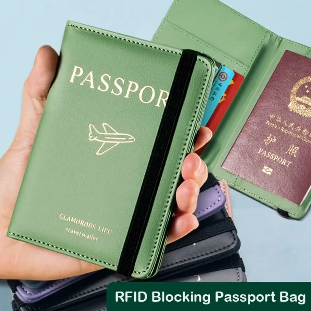 Porta passaporto RFID porta carte di credito ultrasottile in pelle portatile porta documenti porta passaporto da viaggio
