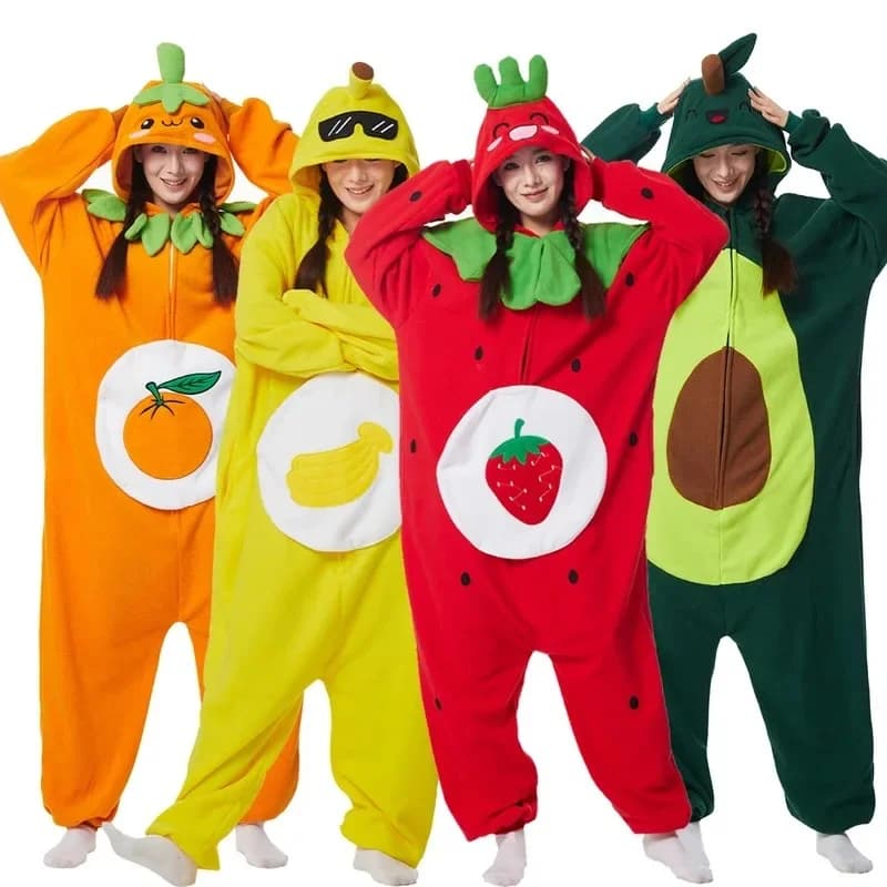 Onesieshow Fruit Kigurumi Pyjamas Halloween Onesie Adult Cartoon Pumpkin Avocado Pajama Cosplay Party Women Men Homewear