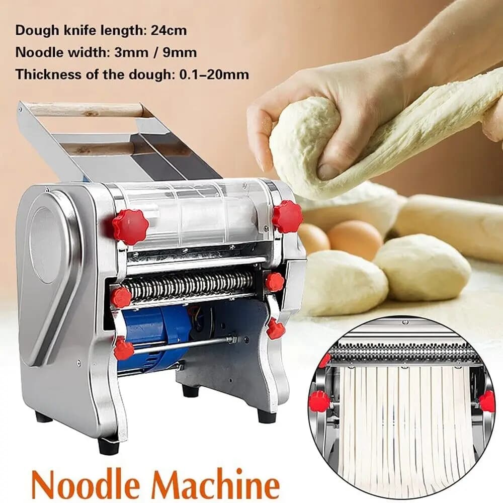 Macchina per noodle Knie doppia completamente in acciaio inossidabile per pasta elettrica commerciale da 550 W Macchina per noodle Gnocco in acciaio SRoller