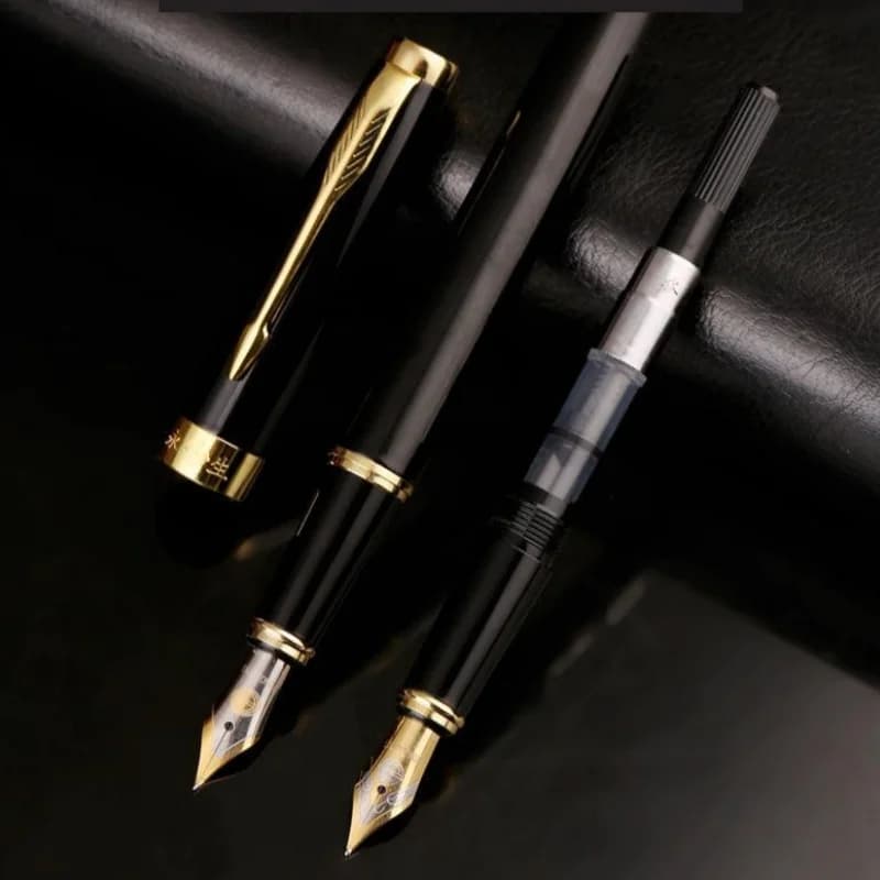 1-Piece Matte Black Fountain Pen, Gold Business Office High-End Signature Pen for Men and Women, Suitable for Calligraphy Practice, Corrosion-Resistant, Non-Fading, Reinforced Pen Body, Versatile for Daily Notes, Durable and Ink-Resistant