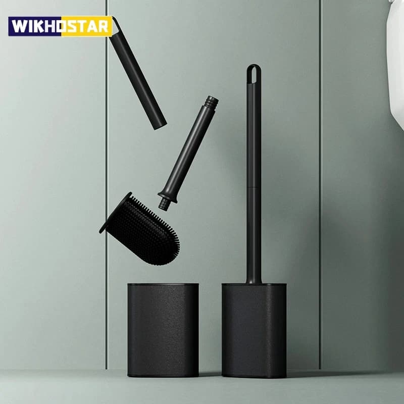 Scopino per WC di lusso Scopino per WC con manico lungo staccabile in metallo e plastica con supporto per bagno senza angoli morti Spazzole pulite