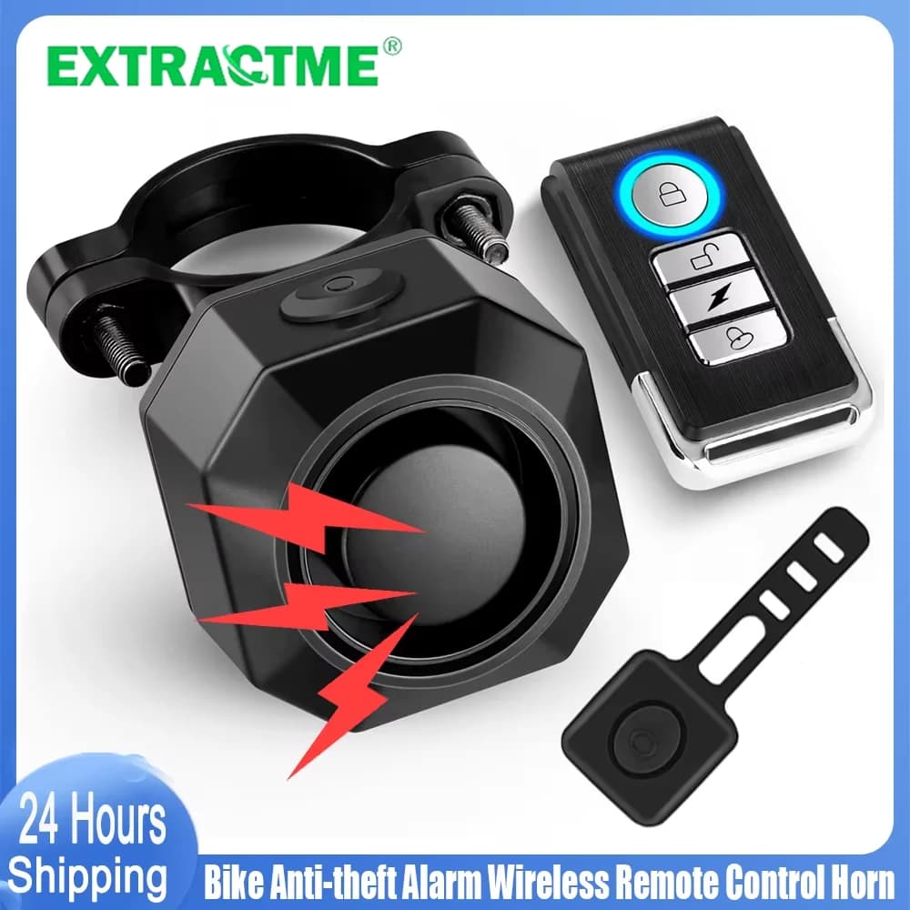 Allarme per Bicicletta Extractme, Wireless, Impermeabile, Sistema di Sicurezza con Ricarica USB e Telecomando