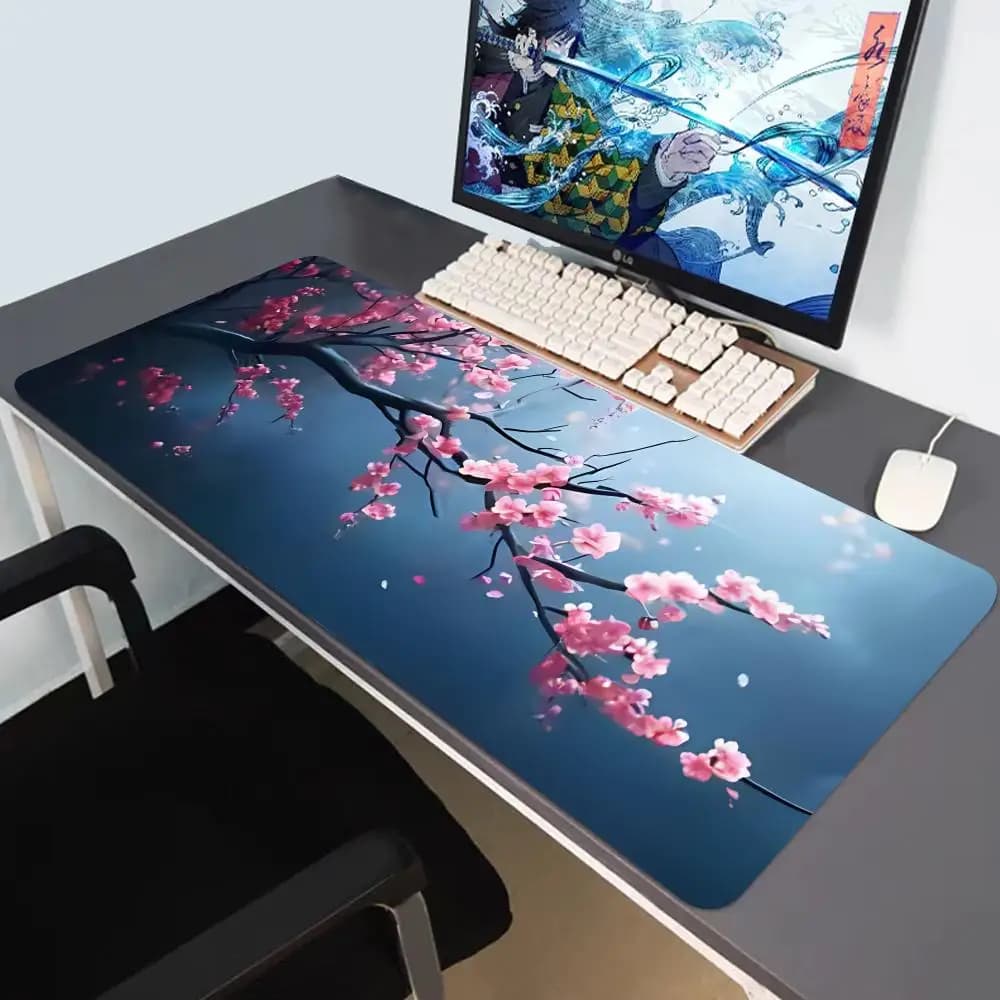 HYBXAXC Tappetino per mouse in stile giapponese con ciliegie, tappetino per mouse grande, tappetino da gioco per PC, per computer, giocatori, laptop, tablet, tappetino per mouse