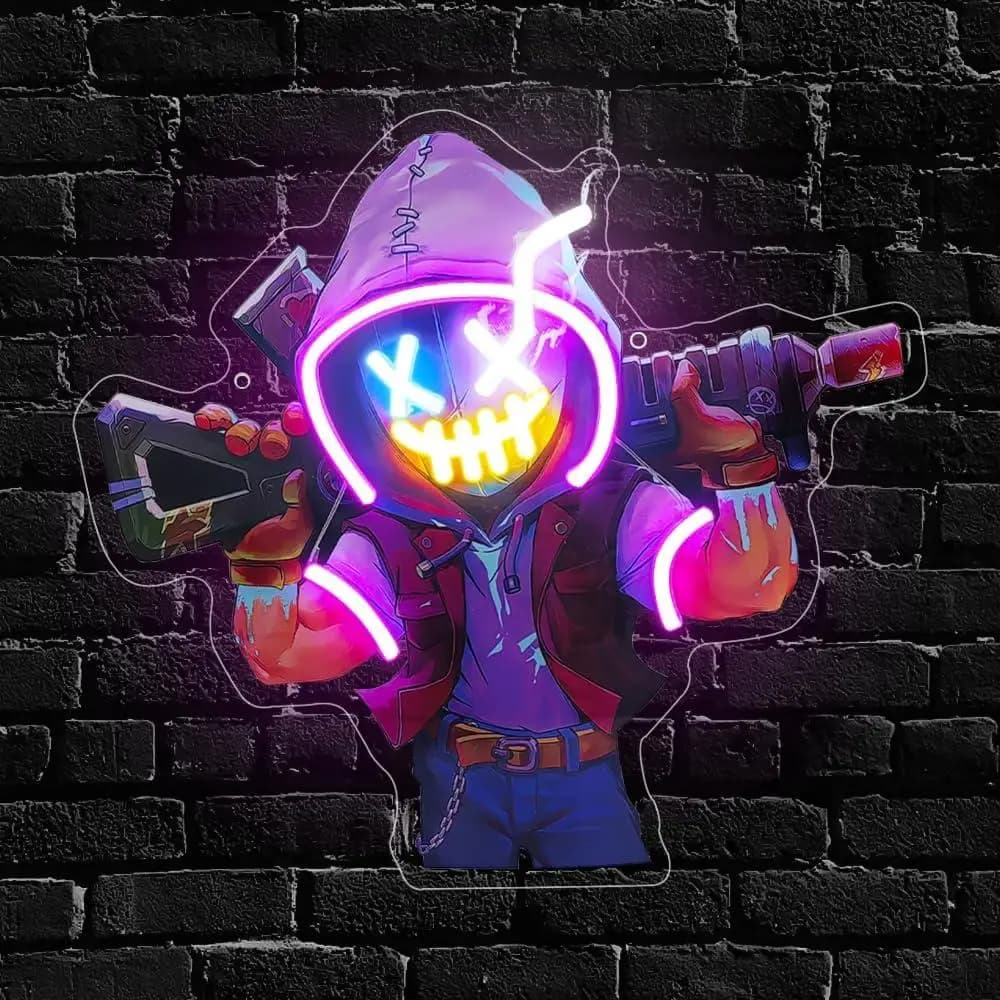 Insegna al Neon Anime Joker Clown, Luci LED al Neon per Camera da Letto, Man Cave, Sala Giochi, Decorazione per Feste, Regali di Compleanno per Gamer