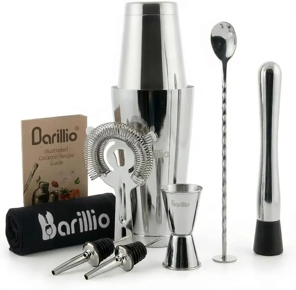 Professional Boston Cocktail Shaker Set - 9-Piece Stainless Steel Bar Tools for Home Mixology