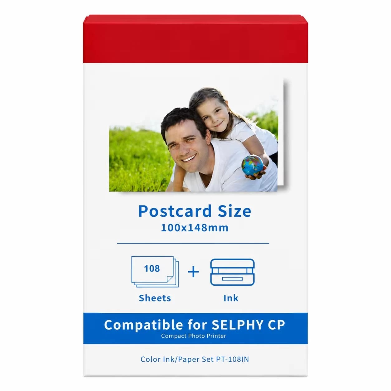 108 Sheets 4x6 Photo Paper & 2 Ink Ribbons Kit for RP-108IN Compact Photo Printers, High Gloss Heat Sublimation Refill Set, Wate