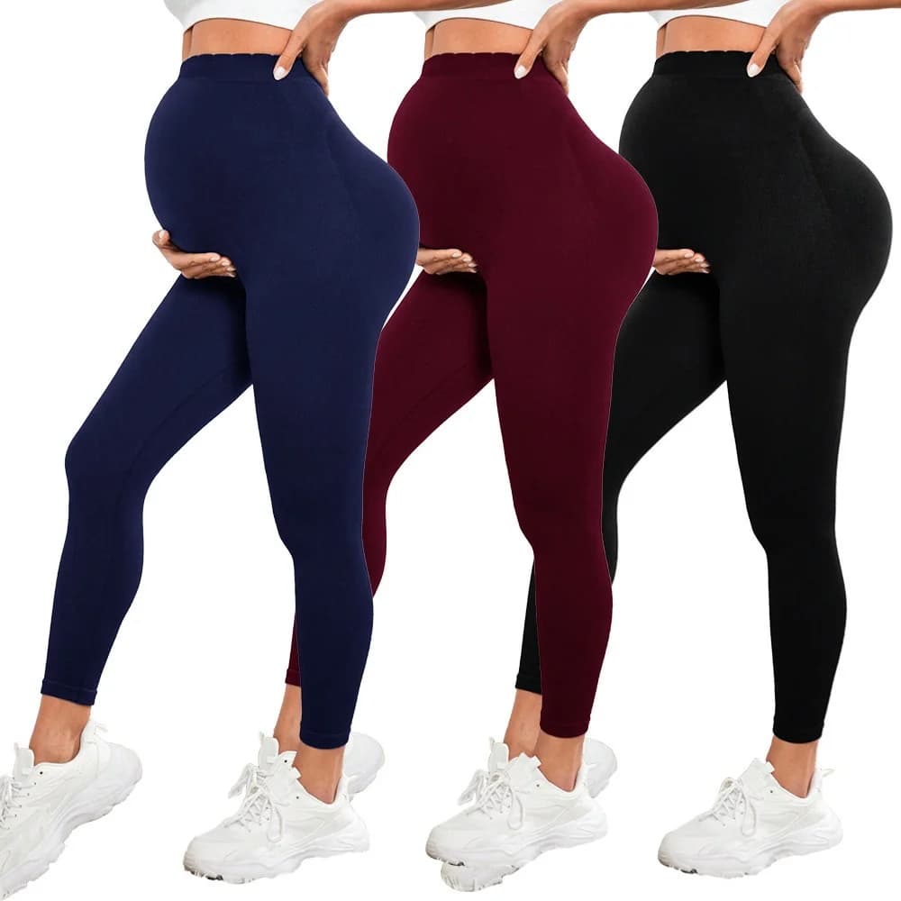 Leggings per gravidanza a vita alta Abiti premaman per donna per supporto per la pancia in gravidanza Leggins lavorati a maglia Abbigliamento attivo Allenamento Yoga attillato