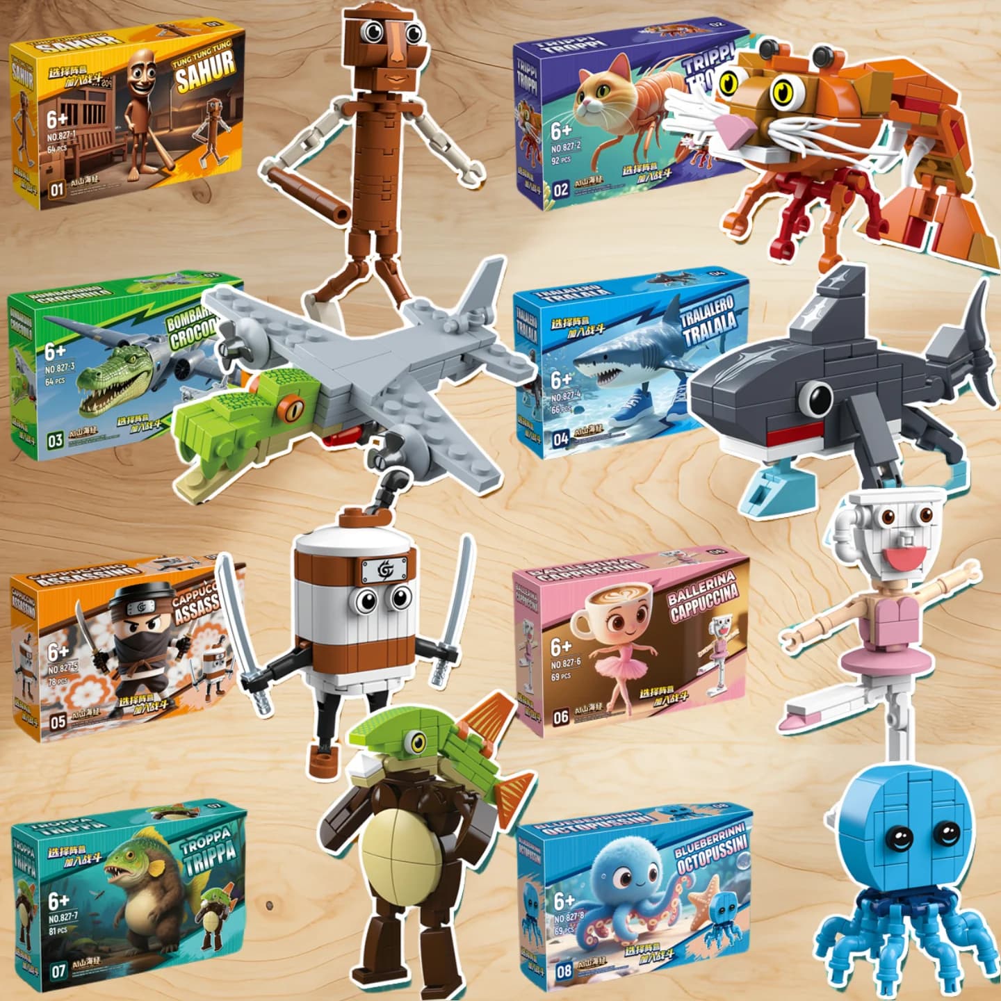 Tung Tung Sahur‌ Figure Block Toy Tralalero Tralala‌ LiriLi Larlla‌ Boneca Ambalam‌ Figure Toys Building Blocks Gift Blind Box