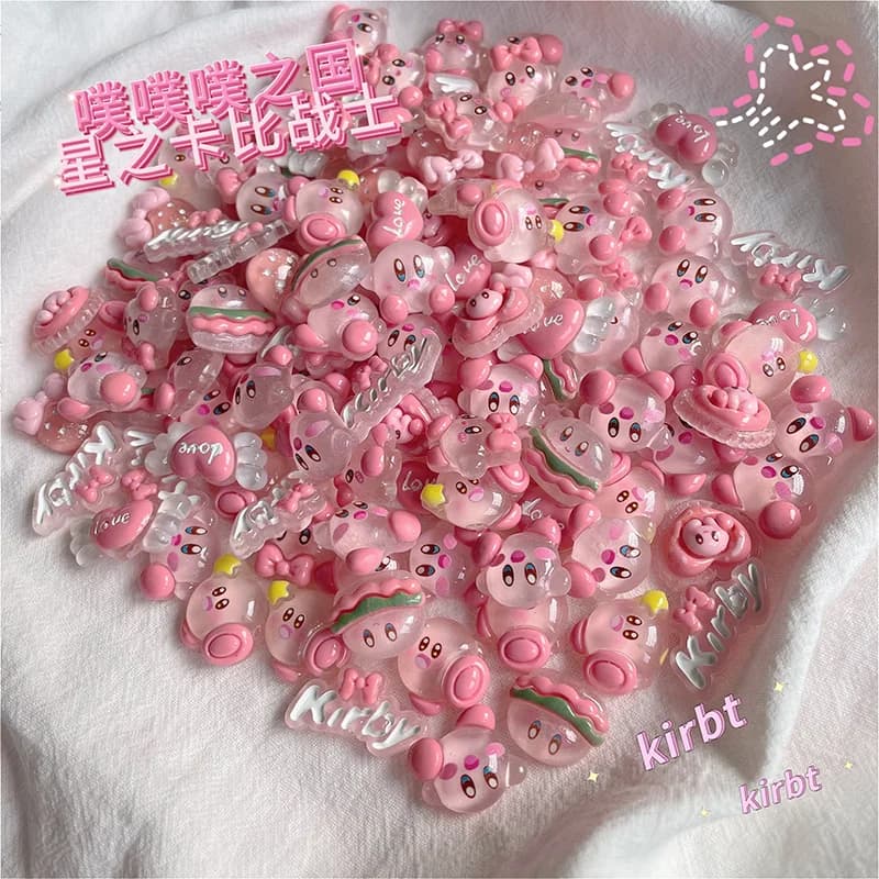 1/30pcs Ice-transparent Kirby 2cm Resin Charms Cute Cartoon DIY Parts for Hair Clips Jewelry Accessories