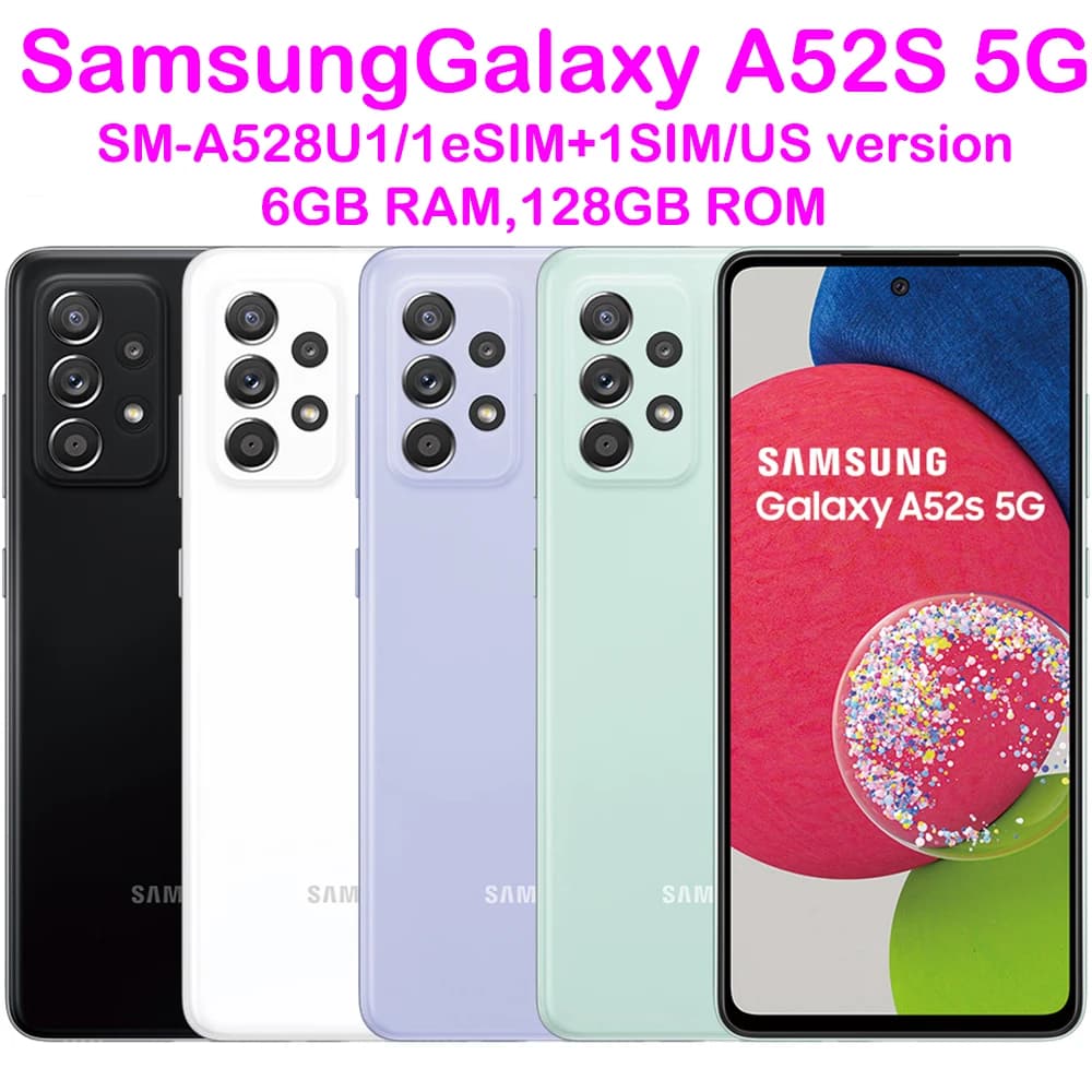 Samsung Galaxy A52S 5G Ricondizionato, Smartphone Android A528U1, 6.5 Pollici, 64MP, NFC, 4500mAh, 25W, Edizione USA