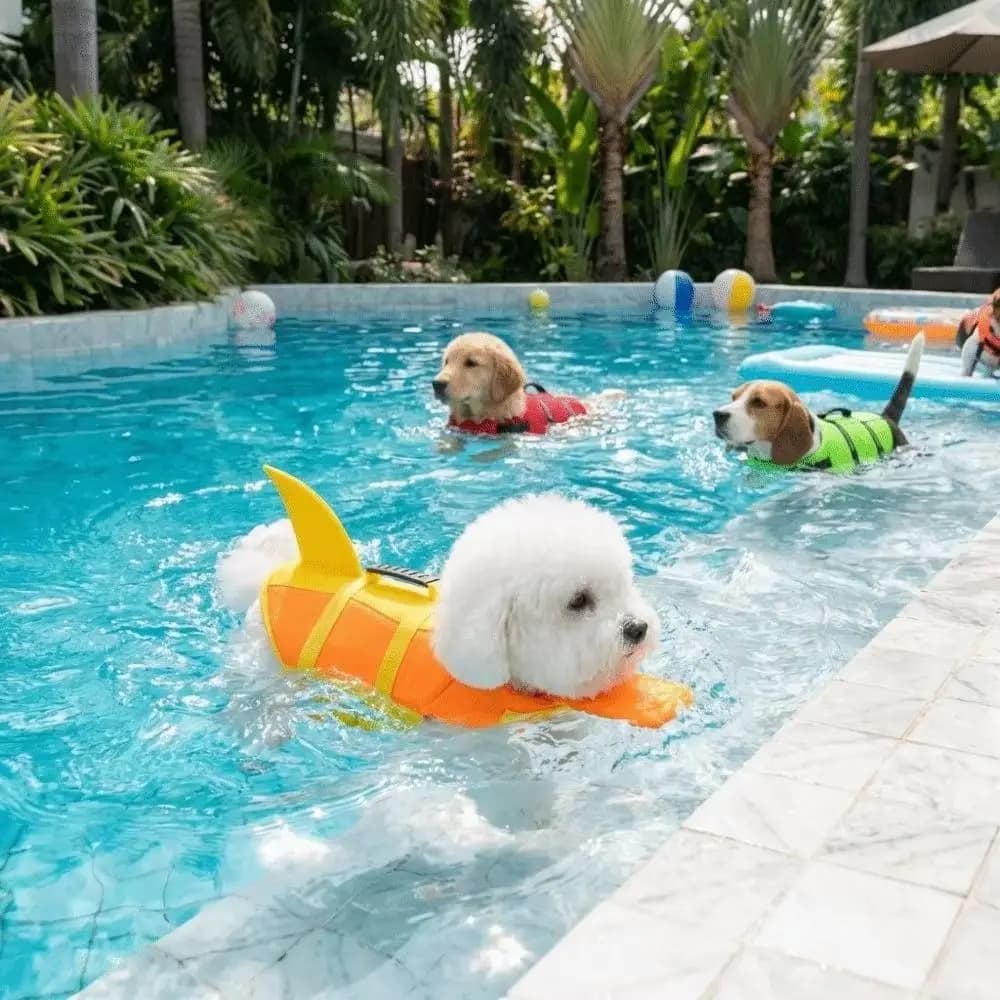 Shark Shape Dog Life Jacket Breathable Tear Resistant Dog Swimming Vest Towable Adjustable Puppy Safety Vest Outdoor Water