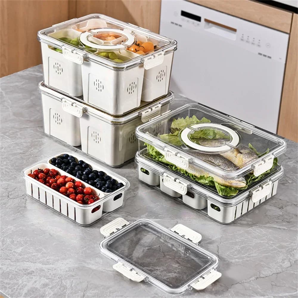 Portable Snack Box Food Container for Biscuits Candy Fruits Nuts 4/8 Compartments Divided Serving Tray with Lid Veggie Tray Box