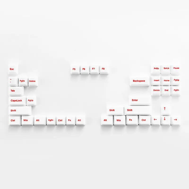Ceramic Keycap Set B Function Area White-Red Custom Keycaps for Mechanical Keyboard Magnetic Axis Artisan Key Caps Collect Gifts