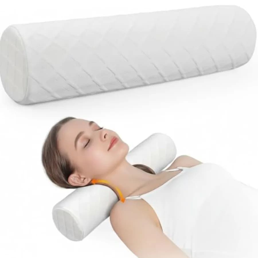Cervical Memory Foam Neck Roll Pillow Neck Support Pillows for Sleeping 3.9in H Small Round Circle Pillow Cylinder Pillows for