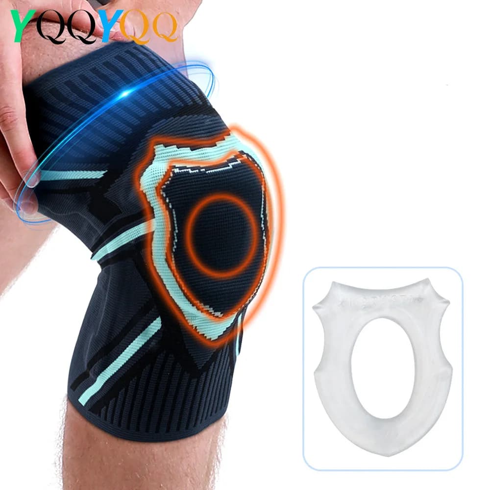 1 Pezzo Ginocchiera con Cuscinetto in Gel per Rotula e Stabilizzatori Laterali per Uomo e Donna, Fascia Compressiva per Corsa, Dolore Articolare e Supporto Sportivo