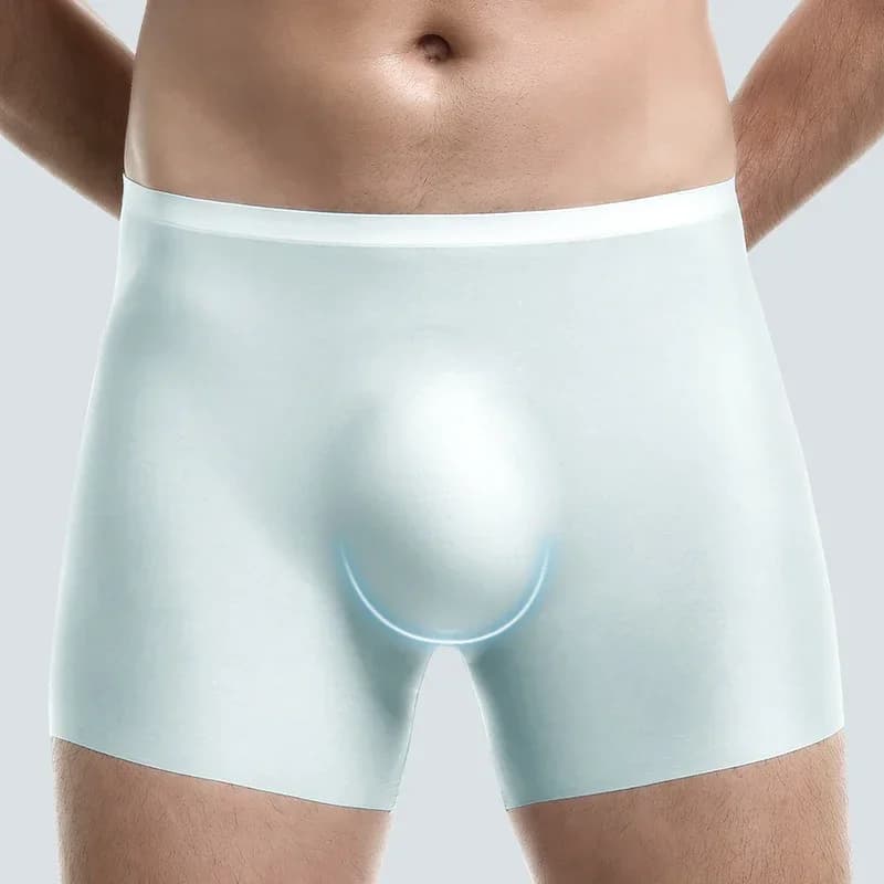 3 Pezzi di Intimo Maschile, Boxer Aderenti 3D in Seta Ghiaccio, Boxer Senza Cuciture Sottili, Pantaloncini Sportivi Estivi Lunghi