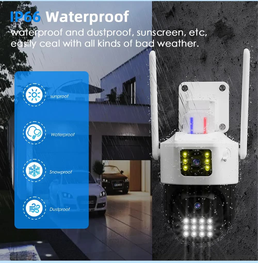 Carecam APP PTZ Wifi 4MP UHD Dual Lens Alarm IP Dome Camera Full Color AI Humanoid Detection Security CCTV Baby Monitor