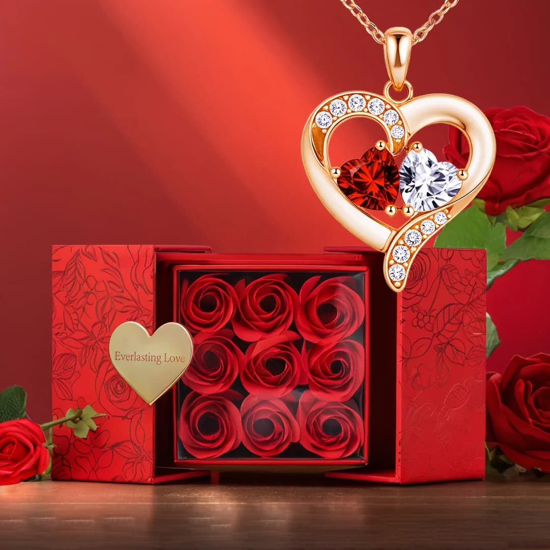 Collana romantica con ciondolo a forma di cuore con confezione regalo rosa: per donne, moglie, fidanzata, madre, San Valentino e regalo per la festa della mamma