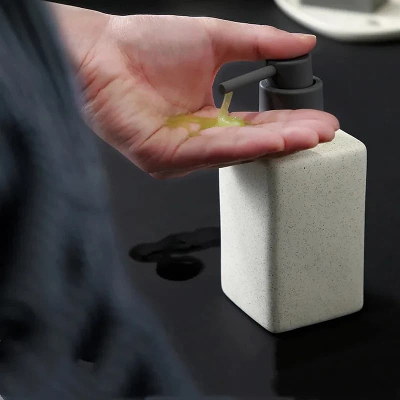 Ceramic Hand Soap Shampoo Dispenser Antibacterial Refillable Empty Pump Bottle for Hotel Bathroom Shower Gel Home Kitchen