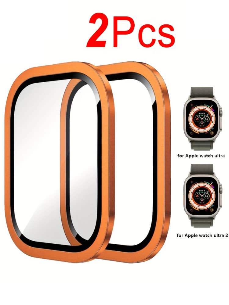 2 pcs Aluminum Alloy Case + Tempered Glass for Apple Watch Ultra 2 49mm IWatch Ultra 49mm Cover Film