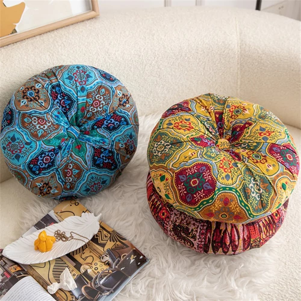 Round Bohemia Style Meditation Cushion PP Cotton Filling Thickened Tatami Seat Cushion Colorful Soft Futon Indoor