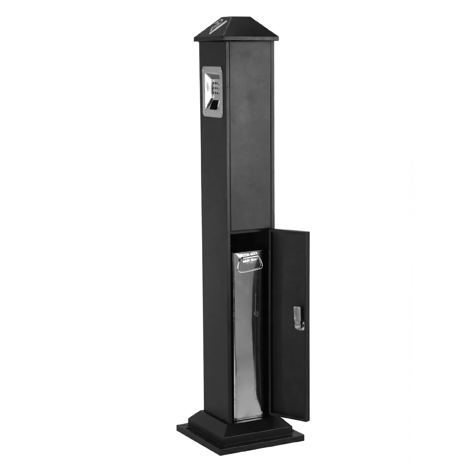 Cestino per Rifiuti Verticale in Metallo Altezza 111 cm con Chiave, Contenitore Grande per Rifiuti con Secchio Interno per Casa, Parco, Hotel, Lobby, Ufficio