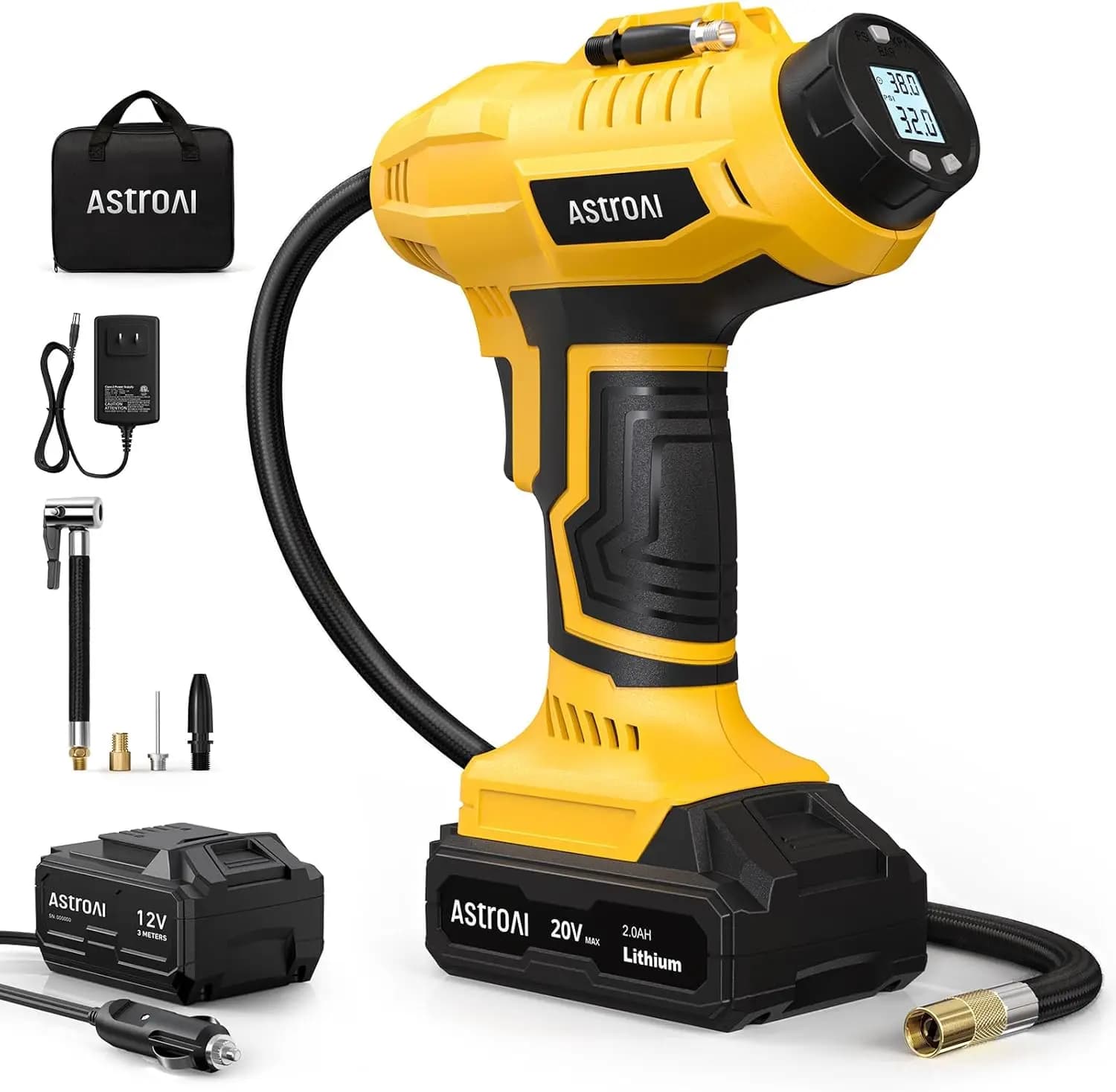 Compressore d'Aria Portatile Senza Fili 20V 160PSI con Manometro Digitale per Auto e Moto