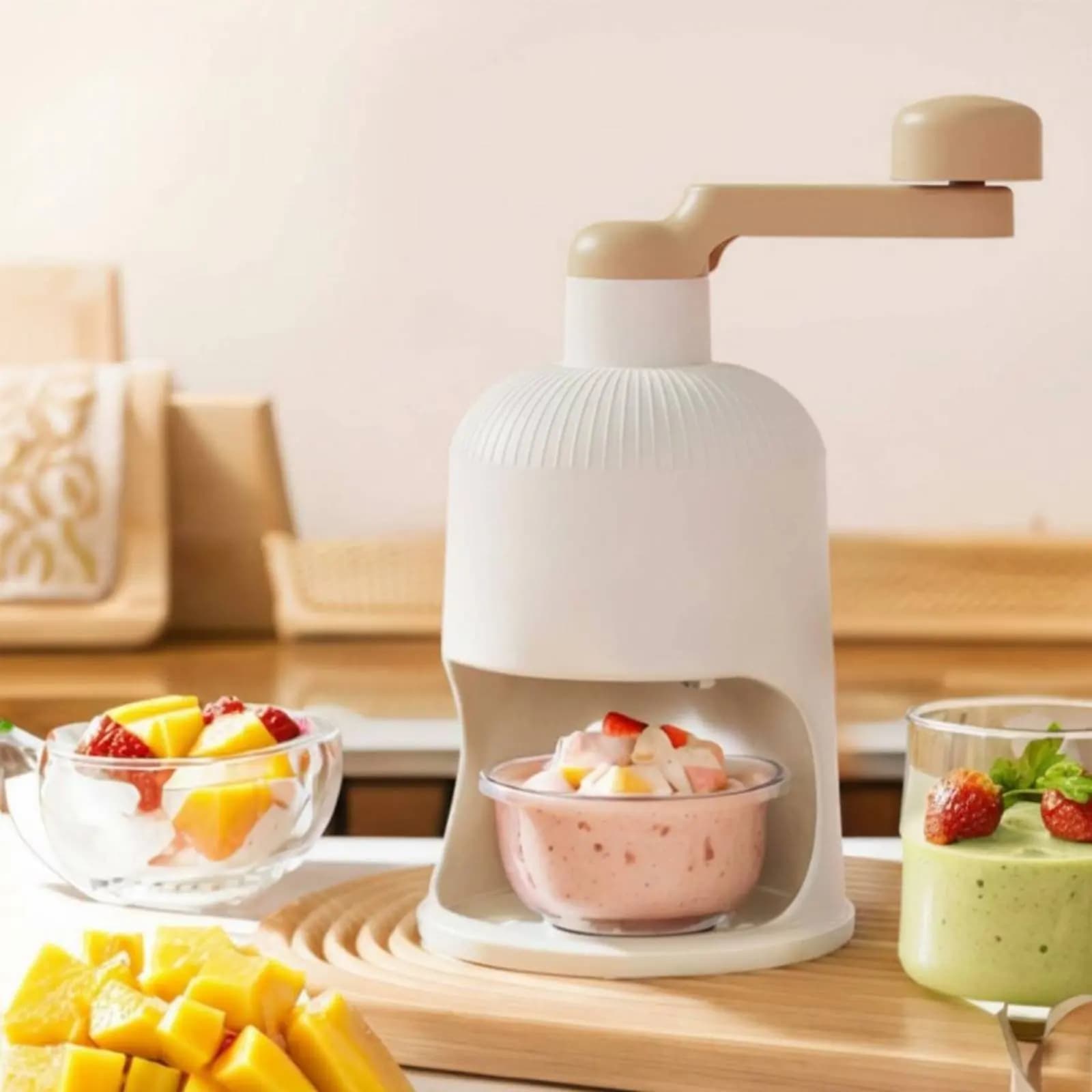 Tritaghiaccio Manuale in Materiale Sicuro per Alimenti, Macchina Portatile per Ghiaccio a Cristalli, Frullatore Domestico con Manico Antiscivolo, Gadget da Cucina