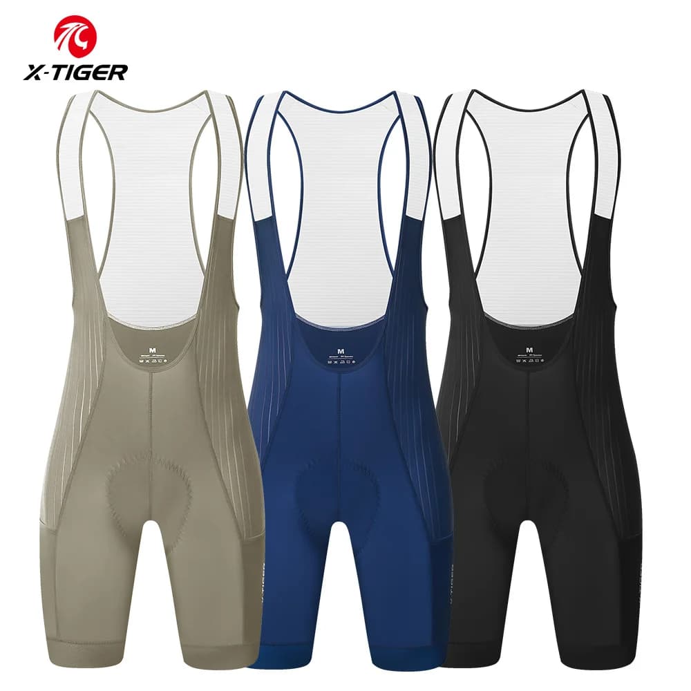 X-TIGER Cycling Shorts with Men's Bretelles, for Long Distances, Professional for Road Bikes and Mountain Bike, with 5 CM Elastic on the Legs