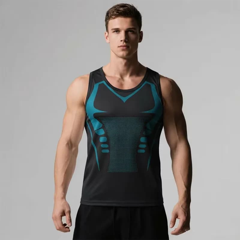 New Summer Sleeveless Sports Vest Men's Trendy Fitness Quick Drying Breathable Slim Tight Training Elastic Slim Fit Tops L-XXL