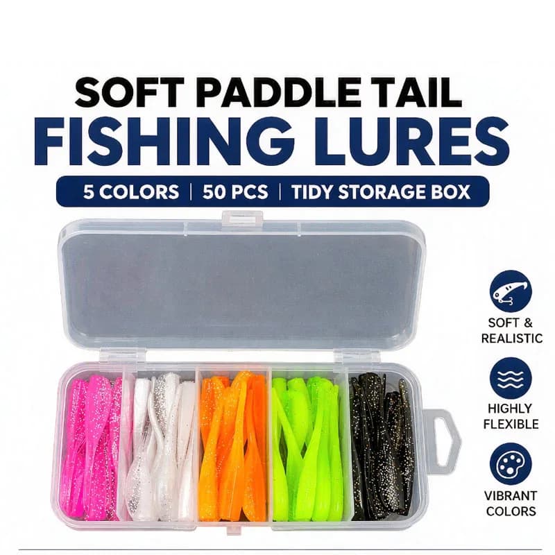50pcs/box Ajing Soft Fishing Lure 5cm 1g Rockfish Worm Ice Jig Artificial Baits Bass Tackle