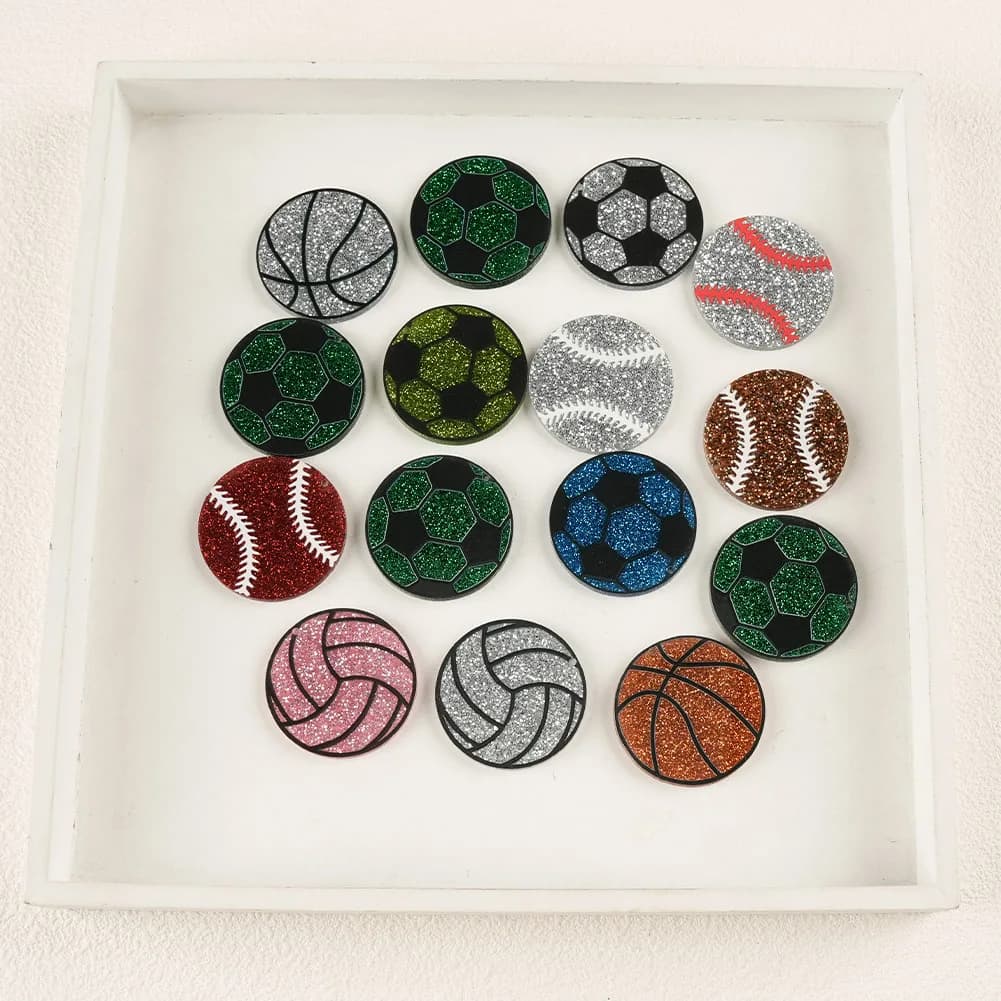 Basketball Football Volleyball Sports Glitter Acrylic Hook Earrings Printed Drop Earrings Epoxy Handmade Jewelrys Gifts