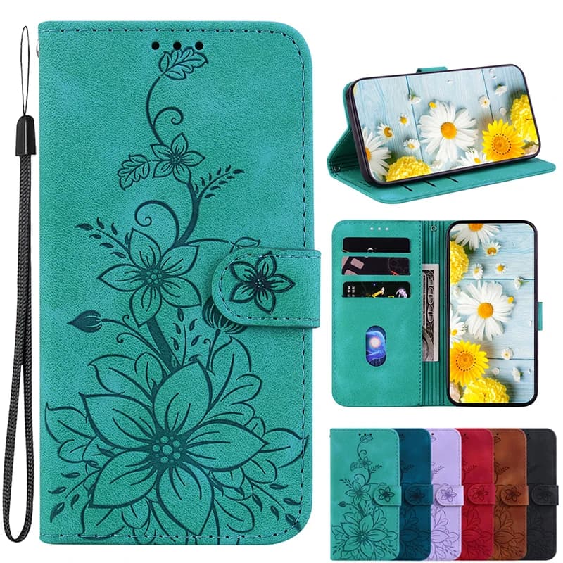 Custodia in pelle per iPhone 15 14 13 12 11 Pro Max XS XR 7 6 6s Plus SE SE3 se4 2024 Portafoglio con cordino