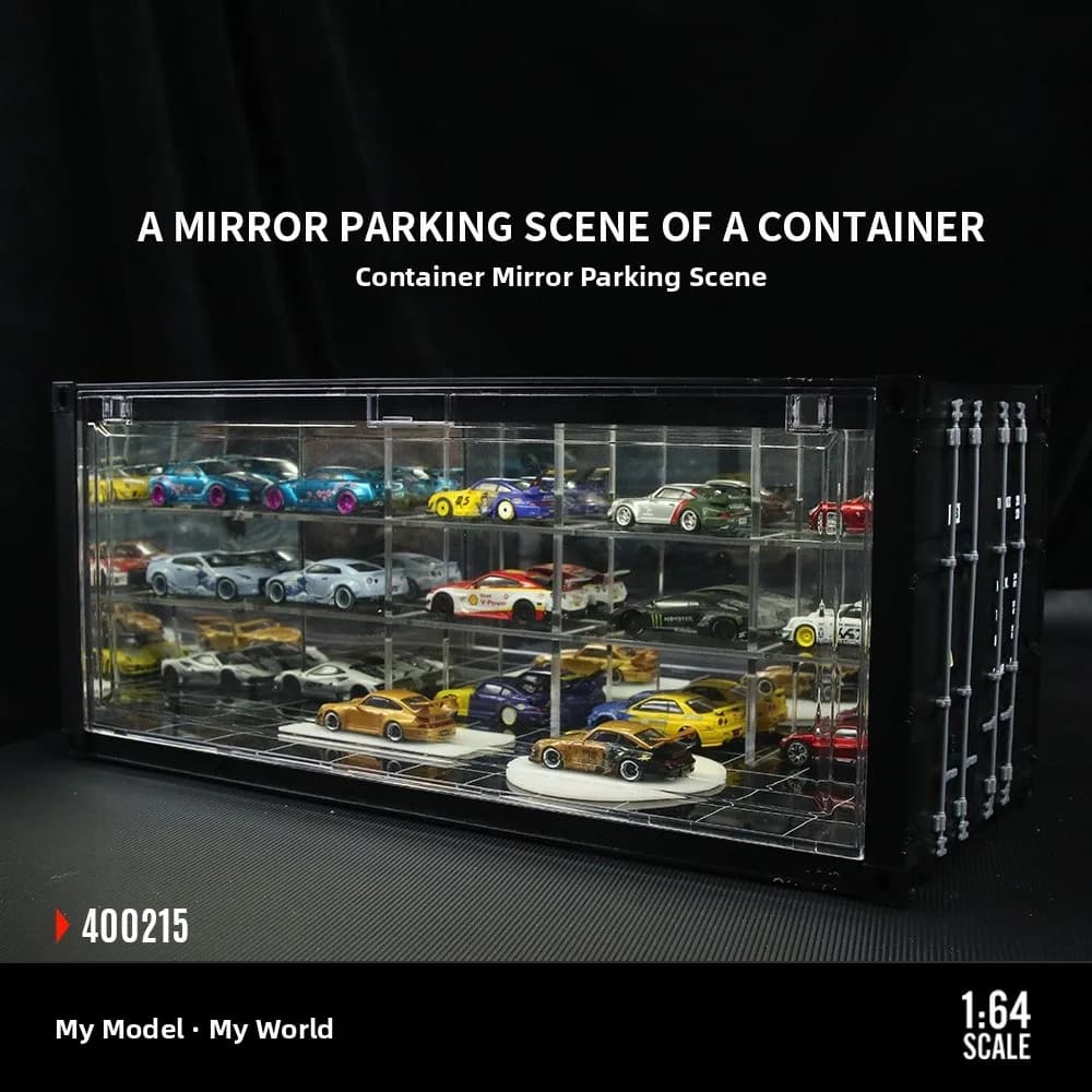 MoreArt Mirror Fini Contenitore Espositivo con Luci per Modellini Auto, Scenari di Parcheggio e Oggetti da Collezione