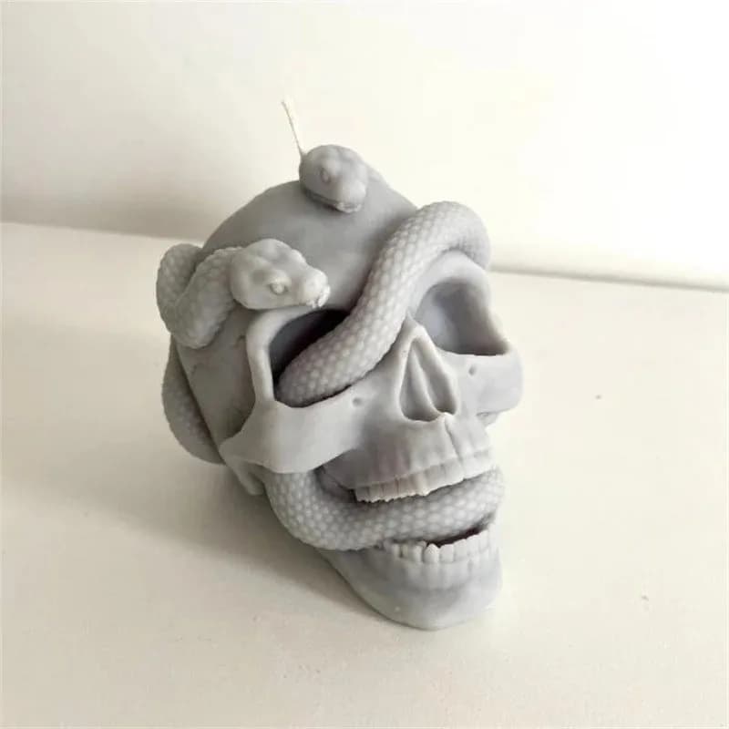 hot sale skull snake head diy epoxy resin mold double snake silicone molds halloween haunted horror house desk decor candle mold
