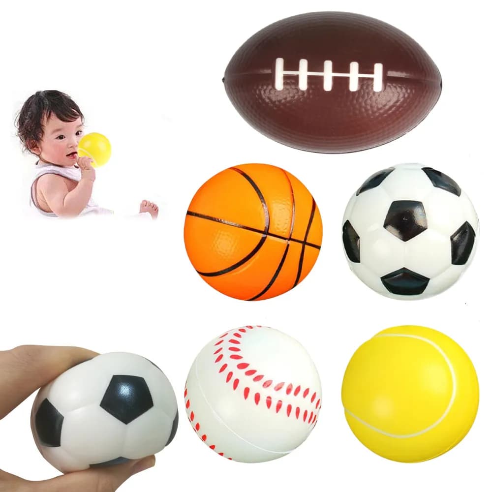 5 pezzi bambini morbidi calcio basket baseball tennis MotionToys schiuma spugna decompressione sfiato palline antistress calcio antistress