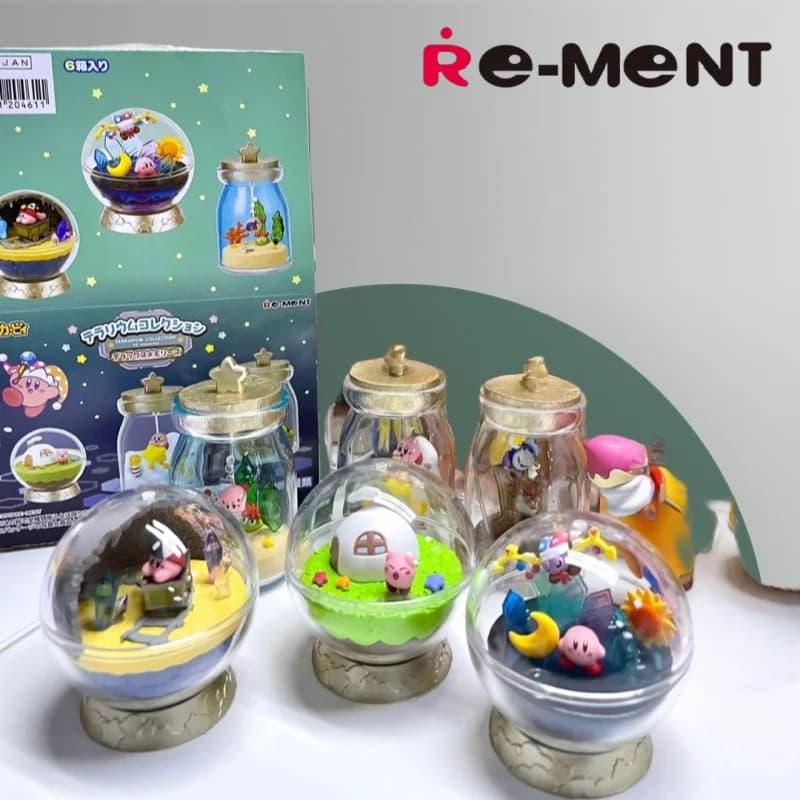 Re Ment Kirby Blind Box Collectible Figure Miniature Scene Crystal Ball Terrarium Trendy Toy Desktop Decoration For Adults