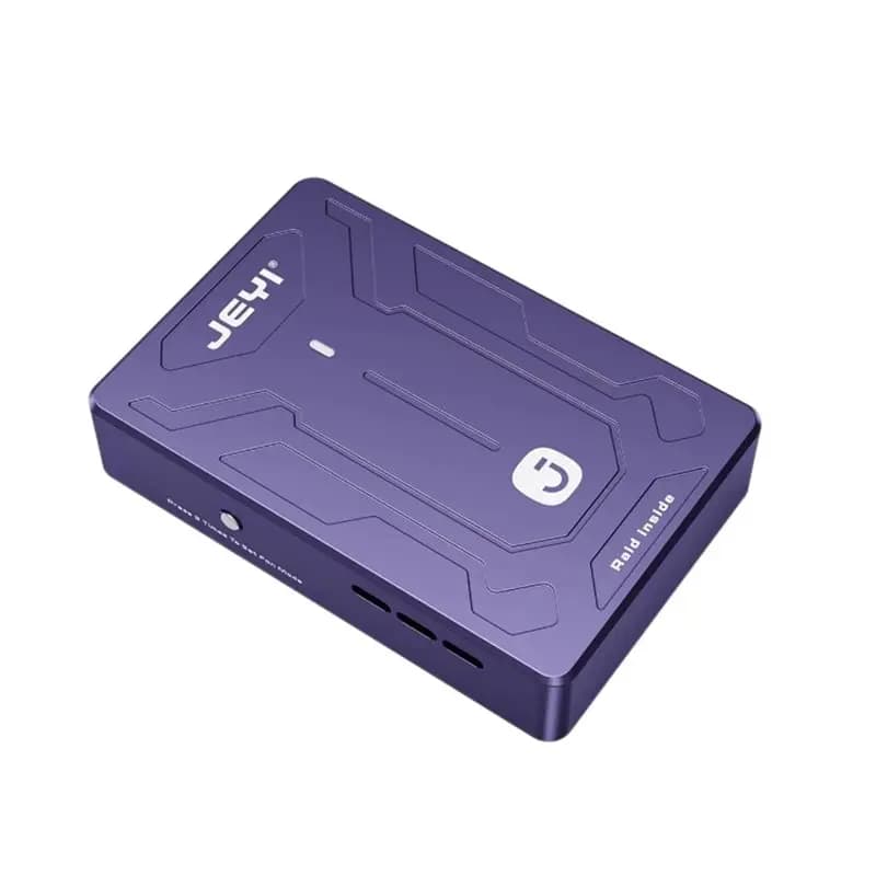 JEYI Built-In Cooling Fan Dual Bay NVME RAID SSD Enclosure USB3.2 20Gbps External Enclosure For PC