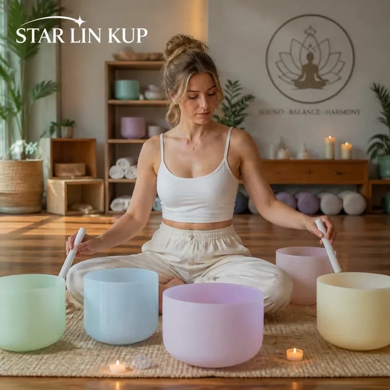 STAR LIN KUP Lime Green Crystal Singing Bowl Natural Energy Meditation Sound Healing Chakra Balance Yoga Mindfulness Gift