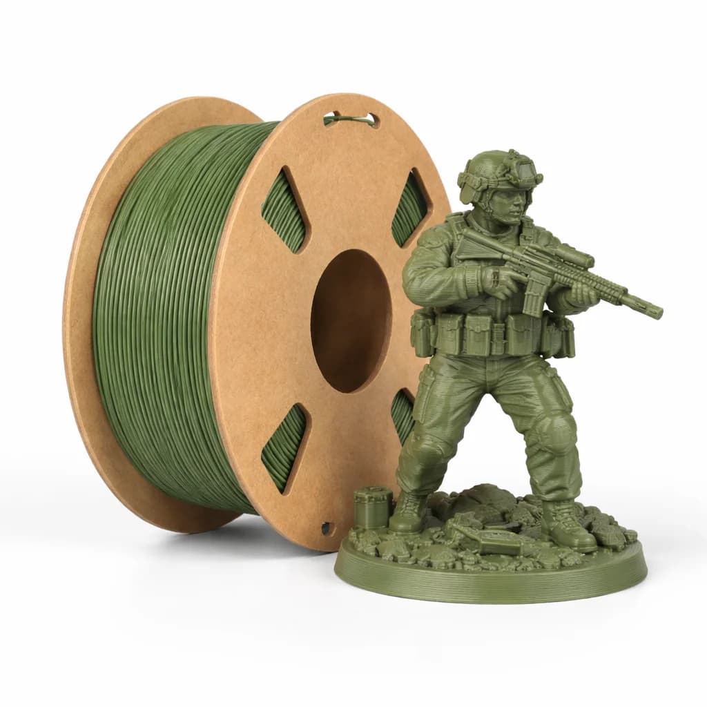 Filamento PLA Plus Opaco 1.75mm, Colore Verde Oliva, Basso Deformarsi, Minimi Segni di Strato, Precisione Dimensionale +/- 0.02mm, 1kg (2.2lb)