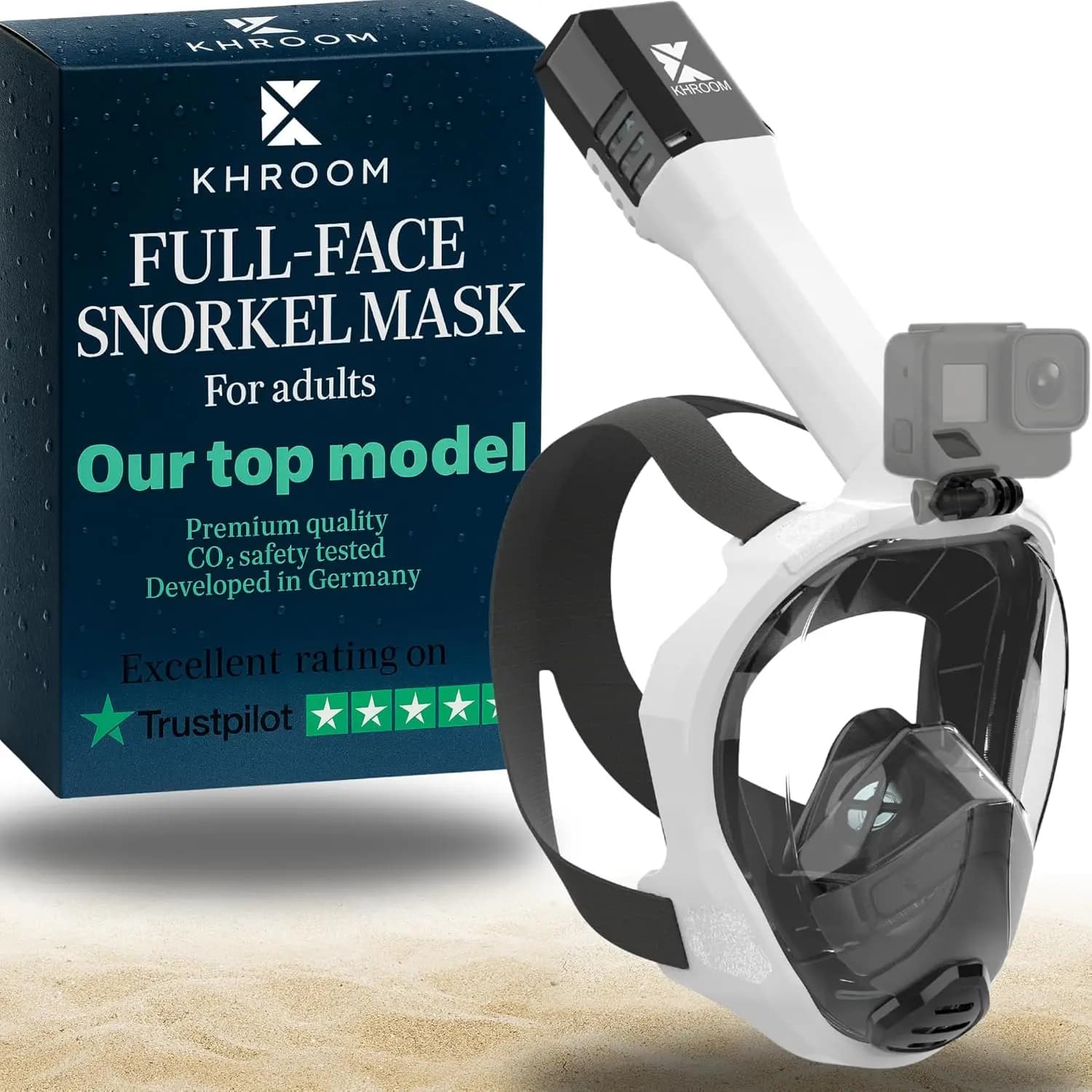 Maschera Subacquea Integrale per Adulti con Design Compatibile CO2, 3 Ingressi d'Aria, Anti-Appannamento e Visuale a 180° ° Visualizza